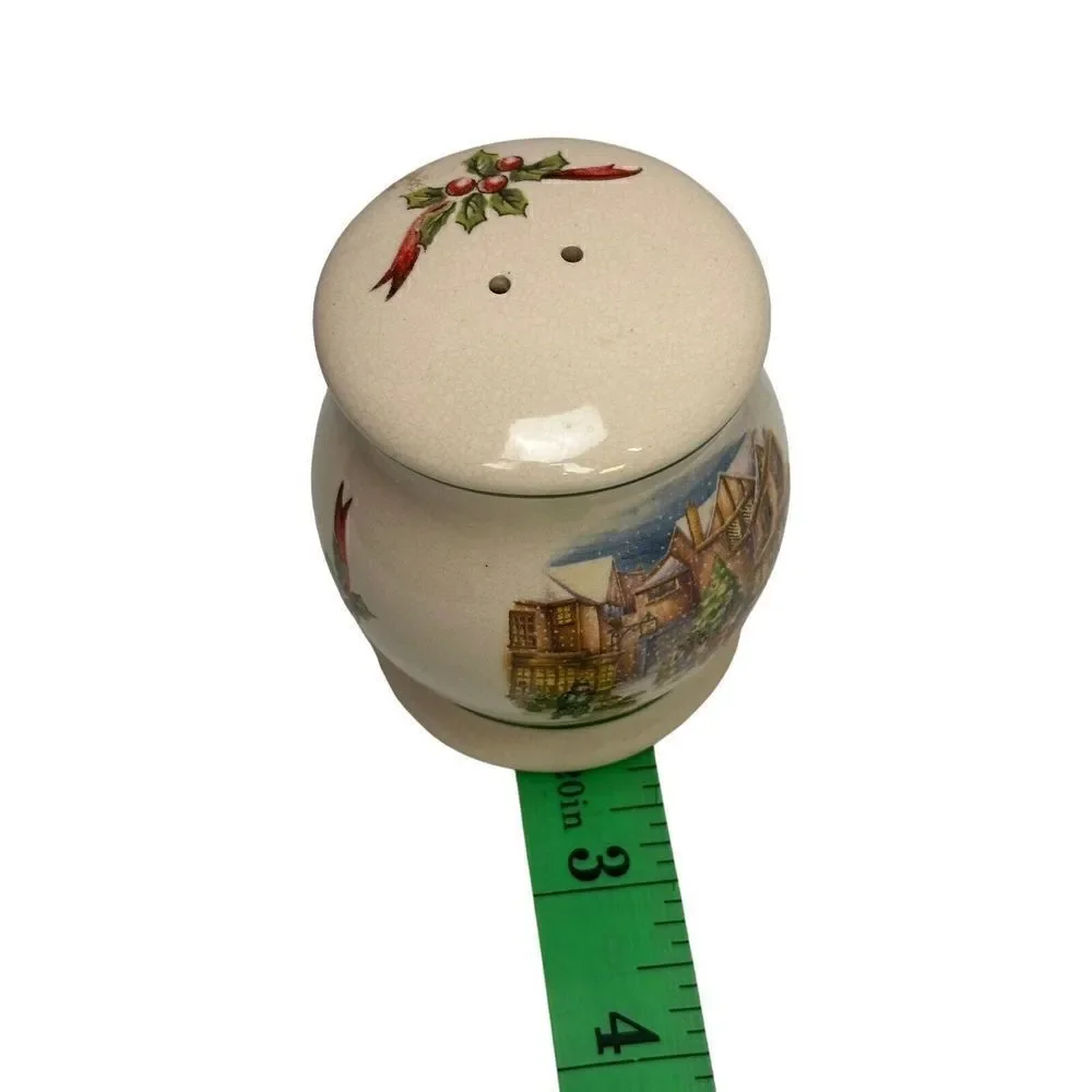 Stoneware CIB Dickens Winter Scene Salt Pepper Shakers Christmas Holidays